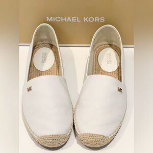 Michael Kors Flats White Leather Espadrille Slip-On Shoes Womens Size 8.5